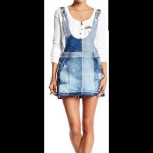 Free People Denim Patchwork Jumper
